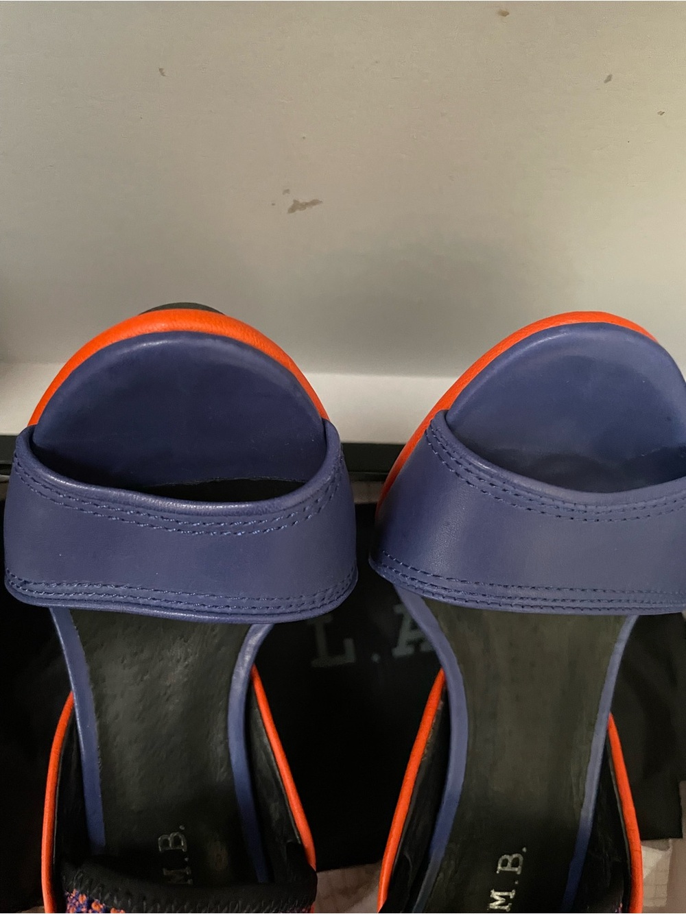 L.A.M.B. Blue & Orange Sky-High Heels - Picture 5 of 11